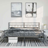 Metal Bed Frame without Mattress with Footboard Black 183x213cm 355682