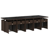11 Piece Garden Dining Set with Cushions Brown Poly Rattan 3211113