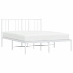 Metal Bed Frame without Mattress with Headboard White 150x200cm 352531
