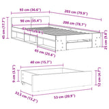 Bed Frame with Drawer without Mattress Brown Oak 90x200 cm 3280803