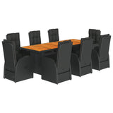 Garden Dining Set Black PE Rattan 8-Seater 3277651