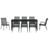 Garden Dining Set 9 pcs Black Powder-Coated Steel 3379141