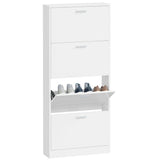 Shoe Cabinet High Gloss White 59x17x150 cm Engineered Wood 342522