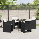 Garden Dining Set 5 pcs Black Poly Rattan 3380589