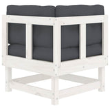 Corner Sofa with Cushions White Solid Wood Pine 825423