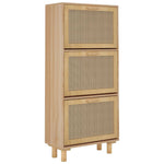 ZNTS Shoe Cabinet Brown 52x25x115 cm Engineered Wood&Natural Rattan 345650