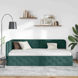 Corner Bed Frame with Headboard Dark Green 90 x 190 cm Fabric 42016491