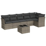 ZNTS 7 Piece Garden Sofa Set with Cushions Grey Poly Rattan 3217670