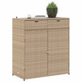 Garden Storage Cabinet Beige 105x55x113 cm Poly Rattan 365566