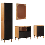 Bathroom Furniture Set with Door 4 pcs Natural Solid Mango Wood 3310098