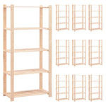 5-Tier Storage Racks 10 pcs 80x38x170 cm Solid Pinewood 250 kg 3051116