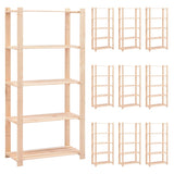 5-Tier Storage Racks 10 pcs 80x38x170 cm Solid Pinewood 250 kg 3051116
