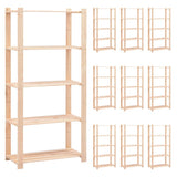 5-Tier Storage Racks 10 pcs 80x38x170 cm Solid Pinewood 250 kg 3051116