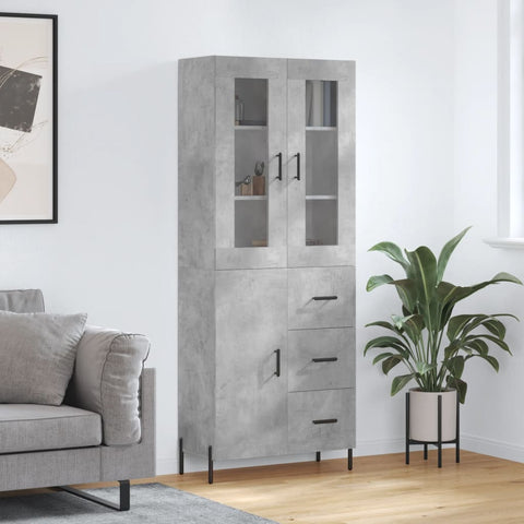 Highboard Concrete Grey 69.5x34x180 cm Engineered Wood 3198477