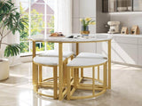 Dining room table set with four chairs, dining group with MDF tabletop and gold-plated iron frame, N639P212600B