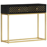 Console Table Black and Gold 90x30x75 cm Solid Mango Wood 286518