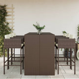 7 Piece Garden Bar Set with Cushions Brown Poly Rattan 3203951