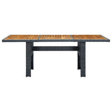 Garden Table Dark Grey Poly Rattan and Solid Acacia Wood 313310