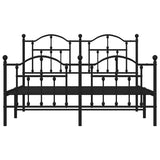 Metal Bed Frame without Mattress with Footboard Black 140x190cm 353457