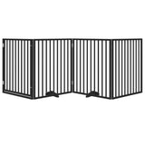 Dog Gate with Door Foldable 4 Panels Black 320 cm Poplar Wood 352195