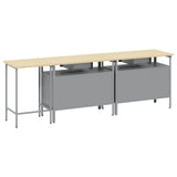Work Bench Set 3 pcs Black and Grey Powder-Coated Steel 3321396