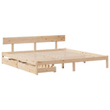 ZNTS Bed Frame without Mattress 200x200 cm Solid Wood Pine 3301522