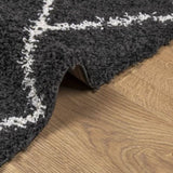 Shaggy Rug PAMPLONA High Pile Modern Black and Cream 160x230 cm 375413