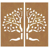Garden Wall Decorations 2 pcs 105x55 cm Corten Steel Tree Design 824510