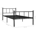 ZNTS Bed Frame without Mattress Black Metal 90x200 cm 284636