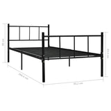 ZNTS Bed Frame without Mattress Black Metal 90x200 cm 284636