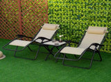 Folding Zero Gravity Chairs, 3 Pieces Adjustable Sun Lounger and Table Set with Cup Holder and T3398P314171