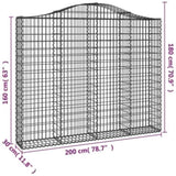 Arched Gabion Baskets 3 pcs 200x30x160/180 cm Galvanised Iron 3145494