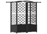 Raised Bed with Trellis and Roof Black 122 x 40 x 141 cm PP 42032536