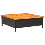 Garden Table Black 70x70x25 cm Rattan and Acacia Wood 3281629