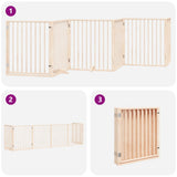 Dog Gate with Door Foldable 6 Panels 480 cm Poplar Wood 3155557
