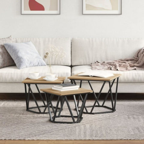 ZNTS Side Tables 3 pcs Artisan Oak Engineered Wood 868284