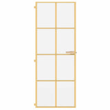 Interior Door Slim Golden 76x201.5 cm Tempered Glass and Aluminium 155140