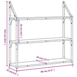 3-Tier Wall Shelf Smoked Oak 80x21x78.5 cm Engineered Wood 835456