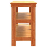 Work Bench with Shelf with Storage Wax Brown Solid Pine Wood 858259