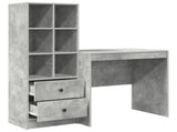 Desk with Drawer with Shelf with Storage 2 pcs Concrete Grey 3337356