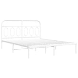 Metal Bed Frame without Mattress with Headboard White 150x200cm 377168