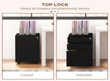 3-Drawer Vertical Filing Cabinet with Pencil Tray, Lock and 5 Wheels, Steel Mobile File Cabinet, for T3398P342469