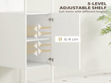 Tall Bathroom Cabinet with Open Shelves and Adjustable Shelf - White T3398P378055