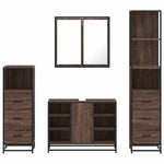 4 Piece Bathroom Furniture Set Brown Oak Engineered Wood 3301274