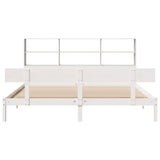 ZNTS Bookcase Bed without Mattress White 200x200 cm Solid Wood Pine 3321817