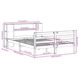 ZNTS Bookcase Bed without Mattress 135x190 cm Double Solid Wood Pine 3321846