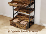 Industrial Style Bookcase, with 4 Shelves and 3 Fabric Drawers - Brown/Black T3398P423870