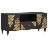 TV Cabinet with Drawer Black 105 x 33 x 46 cm Solid Mango Wood 4018822