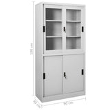 Office Cabinet with Sliding Door Light Grey 90x40x180 cm Steel 335963