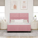 ZNTS Bed Frame Pink 140x190 cm Velvet 3345010